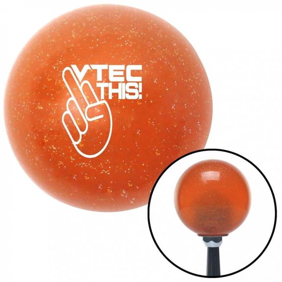 American Shifter 46086 White Vtec This Orange Metal Flake Shift Knob with M16 x 1.5 Insert Shifter Auto