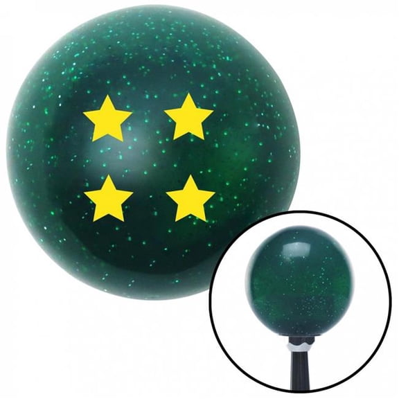 American Shifter 60530 Yellow 4 Stars Green Metal Flake Shift Knob with M16 x 1.5 Insert Shifter Auto Brody