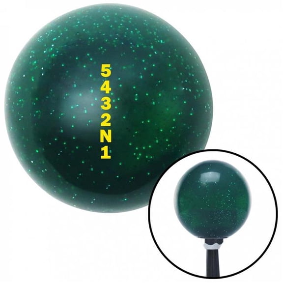 American Shifter 60660 Yellow 5432N1 Shift Pattern Green Metal Flake Shift Knob with M16 x 1.5 Insert Brody