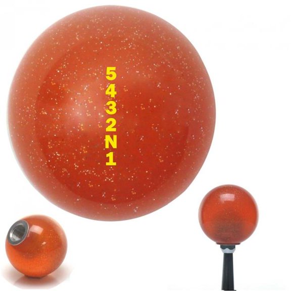 American Shifter 46061 Yellow 5432N1 Shift Pattern Orange Metal Flake Shift Knob with M16 x 1.5 Insert