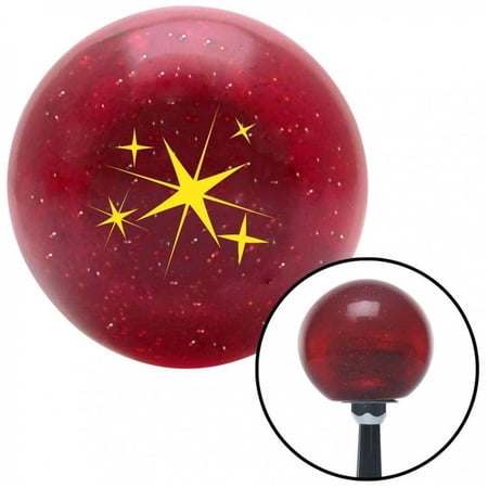American Shifter 55647 Yellow Abstract Stars Red Metal Flake Shift Knob with M16 x 1.5 Insert Shifter Auto