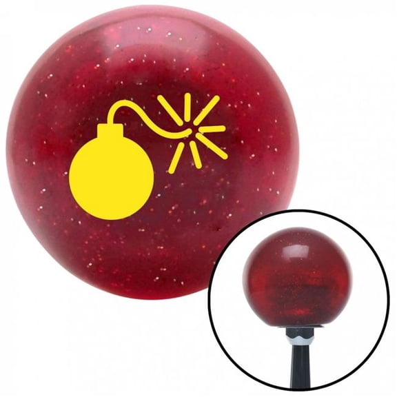 American Shifter 56539 Yellow Bomb with Fuse Lit Red Metal Flake Shift Knob with M16 x 1.5 Insert Shifter