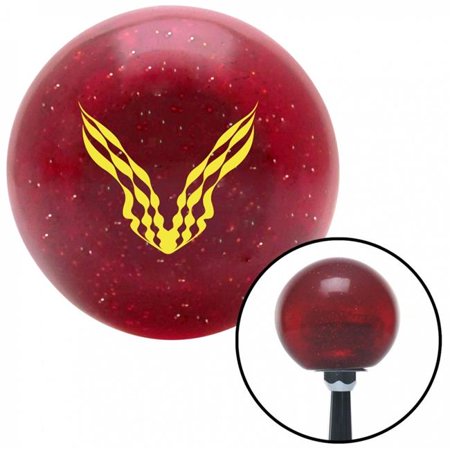 American Shifter 48044 Yellow Checkered Racing Wings Red Metal Flake Shift Knob with M16 x 1.5 Insert Auto