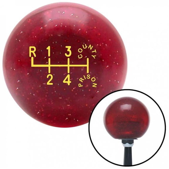 American Shifter 48391 Yellow County Prison Red Metal Flake Shift Knob with M16 x 1.5 Insert Shifter Auto