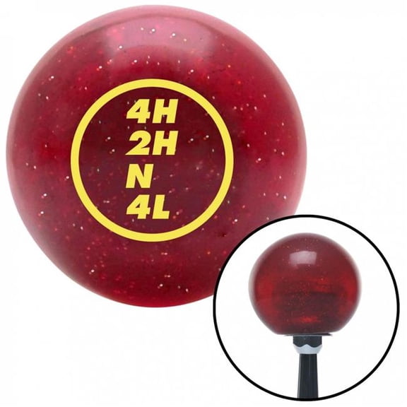 American Shifter 48526 Yellow Dana Fine Transfer Case Red Metal Flake Shift Knob with M16 x 1.5 Insert