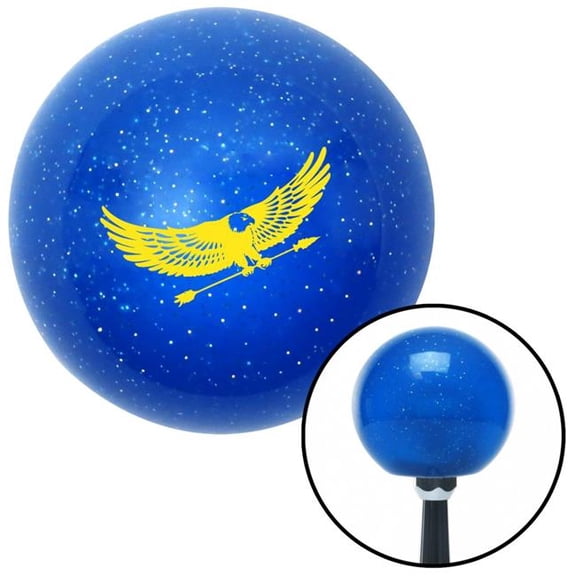 American Shifter 26522 Yellow Eagle with Arrow Blue Metal Flake Shift Knob with M16 x 1.5 Insert Shifter