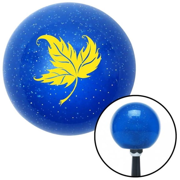 American Shifter 24810 Yellow Falling Leaf Blue Metal Flake Shift Knob with M16 x 1.5 Insert Shifter Auto