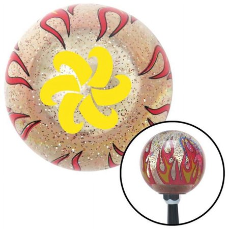 American Shifter Yellow Fan Blades Spinning Clear Flame Metal Flake Shift Knob with M16 x 1.5 Insert Brody