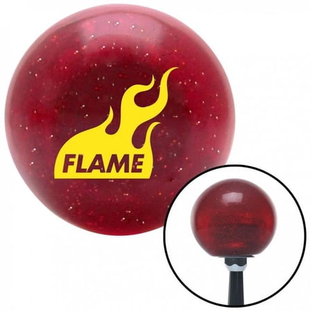 American Shifter 50571 Yellow Flame Icon Red Metal Flake Shift Knob with M16 x 1.5 Insert Shifter Auto