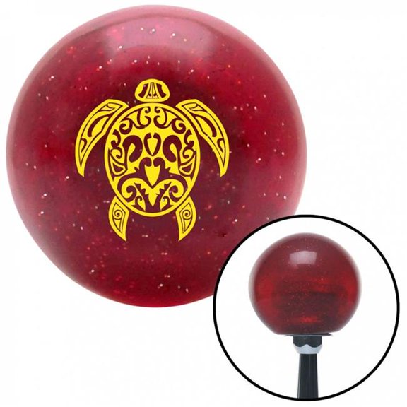 American Shifter 57763 Yellow Giant Turtle Red Metal Flake Shift Knob with M16 x 1.5 Insert Shifter Auto