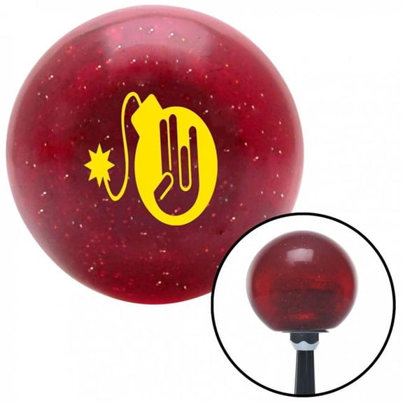 American Shifter 60048 Yellow JDM Hand Bomb Red Metal Flake Shift Knob with M16 x 1.5 Insert Shifter Auto