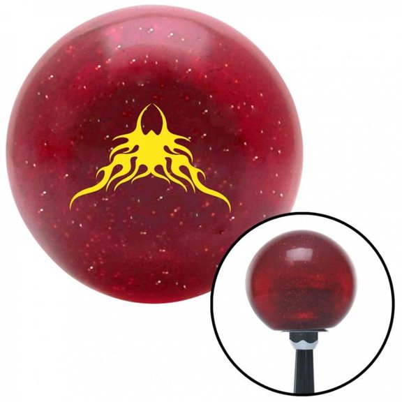 American Shifter 50595 Yellow Large Tribal Flames Red Metal Flake Shift Knob with M16 x 1.5 Insert Shifter