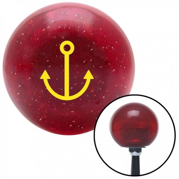 American Shifter 57438 Yellow Marine Anchor Red Metal Flake Shift Knob with M16 x 1.5 Insert Shifter Auto