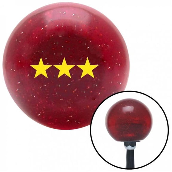 American Shifter 53762 Yellow Officer 09 - Light General Red Metal Flake Shift Knob with M16 x 1.5 Insert