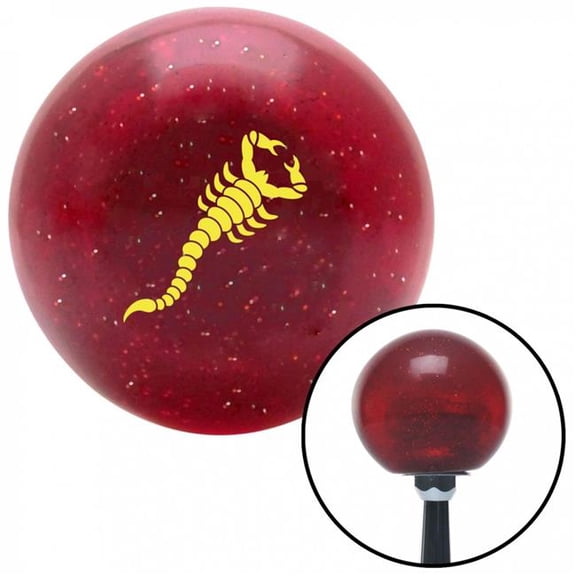 American Shifter 58956 Yellow Small Scorpion Red Metal Flake Shift Knob with M16 x 1.5 Insert Shifter Auto