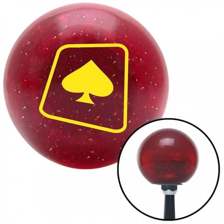 American Shifter 50421 Yellow Spade on a Card Red Metal Flake Shift Knob with M16 x 1.5 Insert Shifter