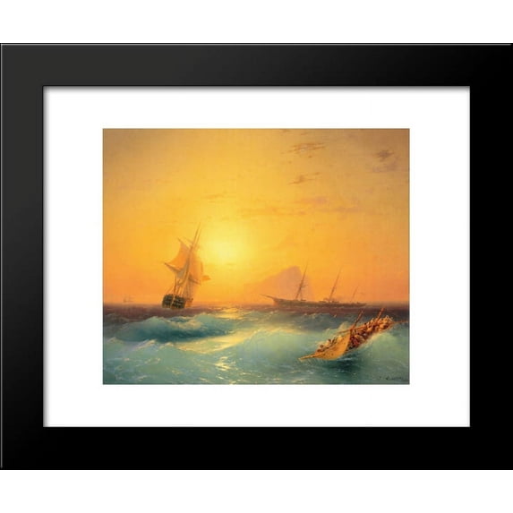 American Shipping off the Rock of Gibraltar 20x24 Framed Art Print by Aivazov...