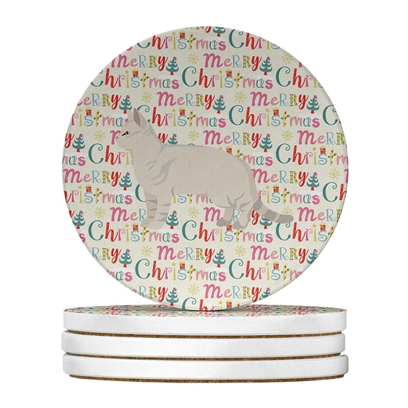 American Shorthair #2 Cat Christmas Large Sandstone Coasters Pack of 4 4 in x 4 in
