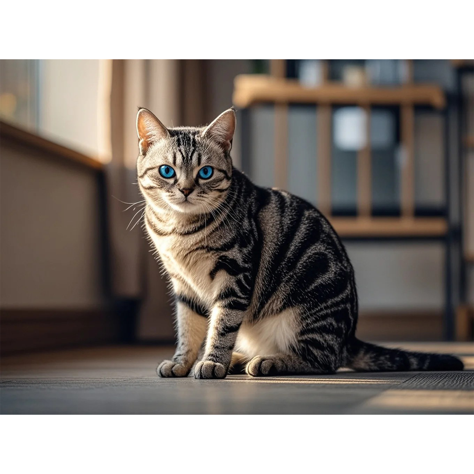 Blue British Shorthair Cat Kitten Diamond Art 5D Diamond Painting DIY Kits Full Round Drill Beads Number Stitch Handmade Arts Crafts Living Room Home