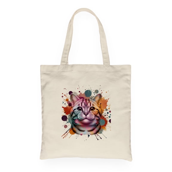 American Shorthair Portrait Watercolor Vintage Retro Styles Canvas Tote Bag Cat Lover Kitten Owner Gifts Reusable Shopping Grocery Bag - 00001