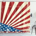 thumbnail image 1 of American Shower Curtain, Old Distressed Flag Image Independence Day 4th of July Themed Print, Fabric Bathroom Set with Hooks, 69W X 84L Inches Extra Long, Red Ivory and Navy Blue, by Ambesonne, 1 of 3