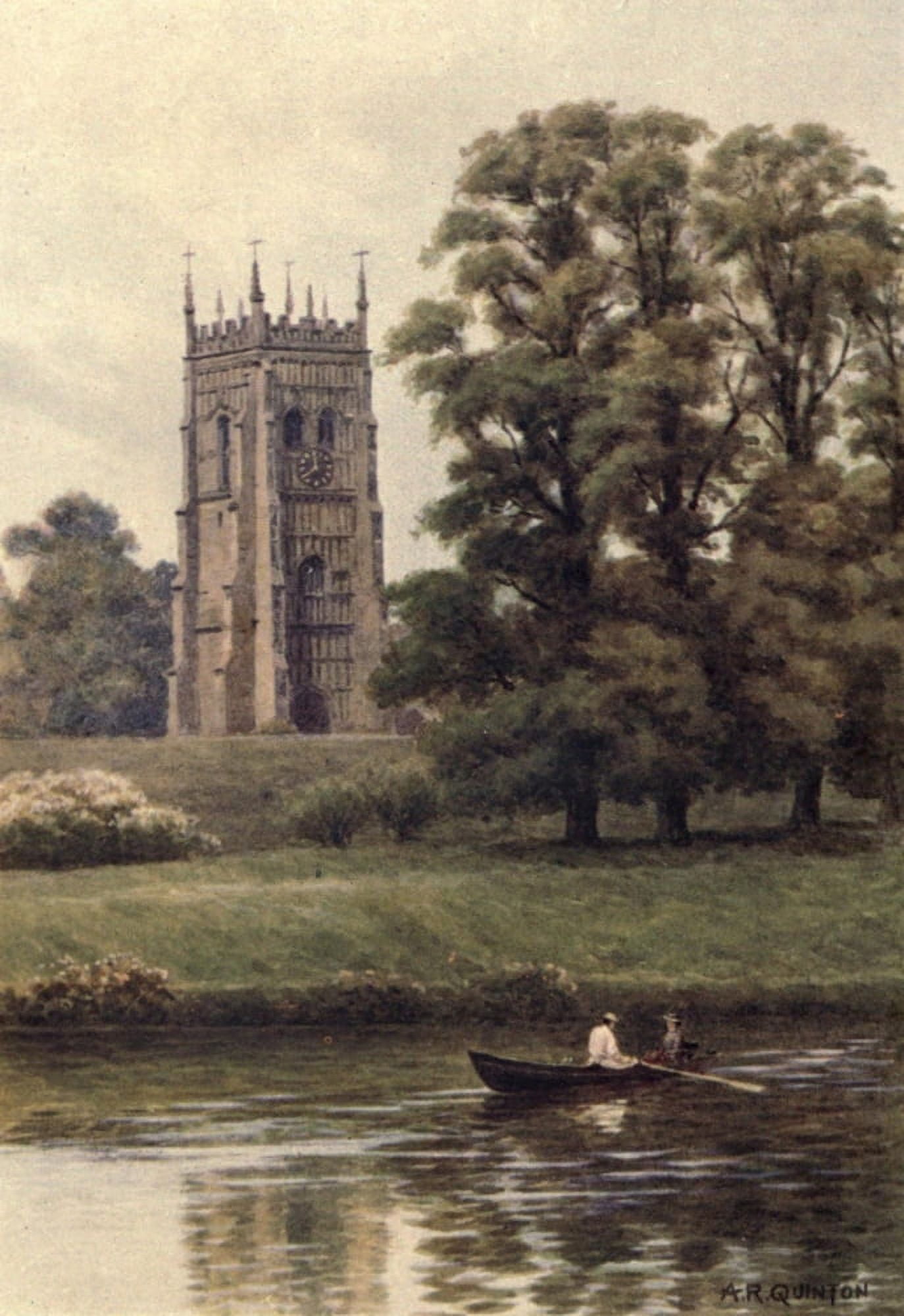 American Shrines in England 1908 Bell Tower in Evesham Canvas Art - Alfred Quinton (18 x 24)