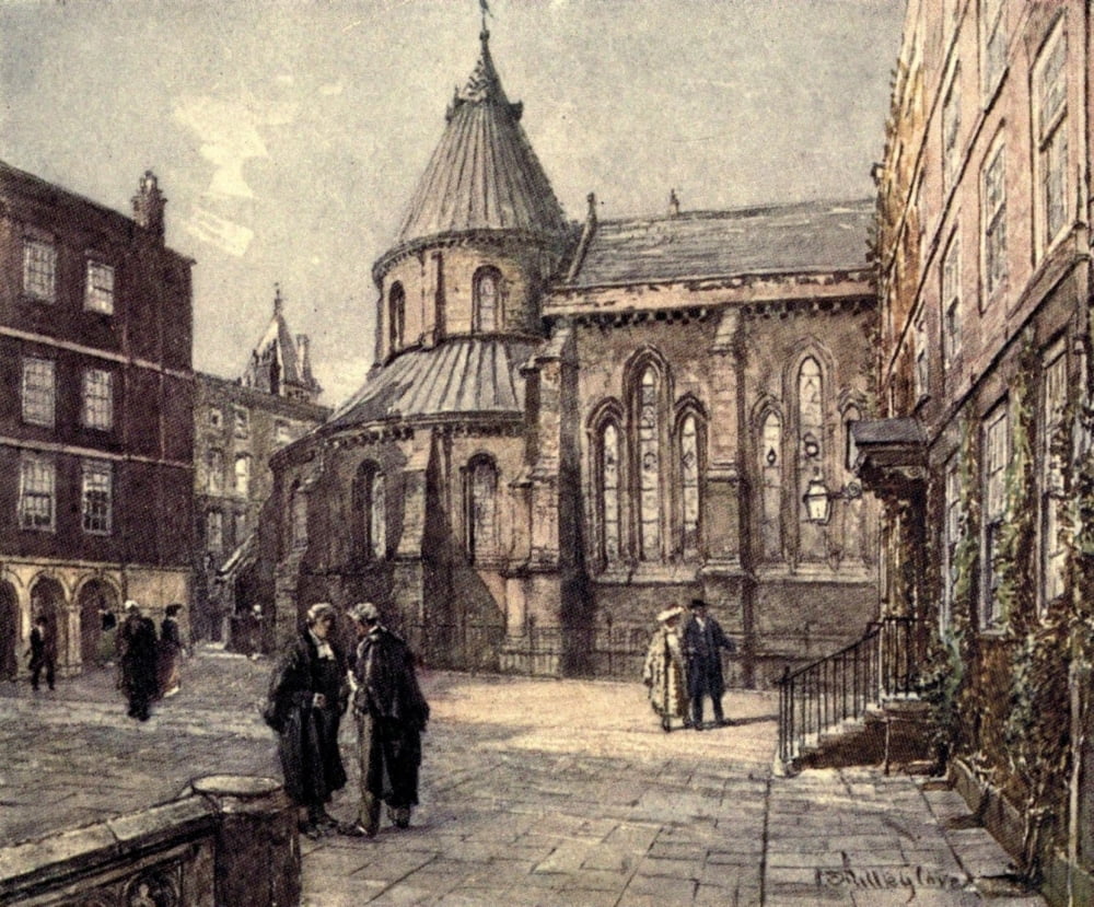 American Shrines in England 1908 Temple Church London Canvas Art - John Fulleylove (18 x 24)