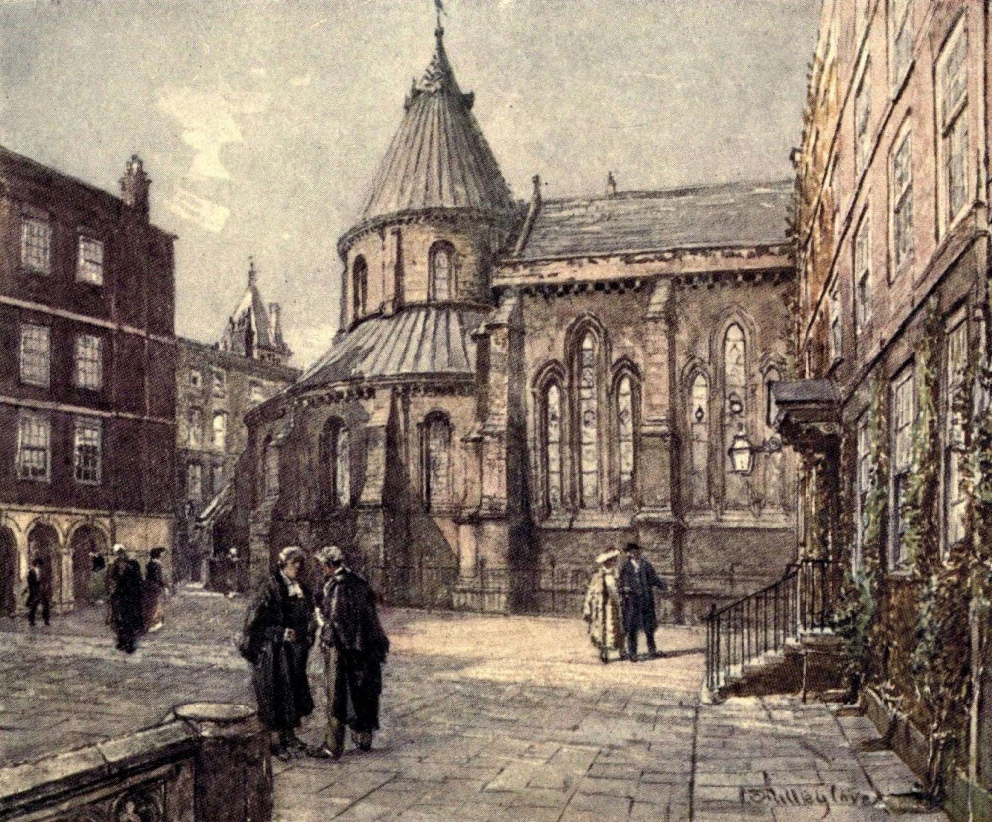 American Shrines in England 1908 Temple Church London Canvas Art - John Fulleylove (24 x 36)