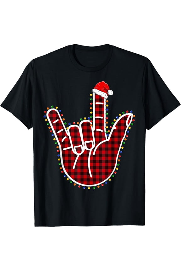 American Sign Language ASL I Love You Hand Christmas T-Shirt