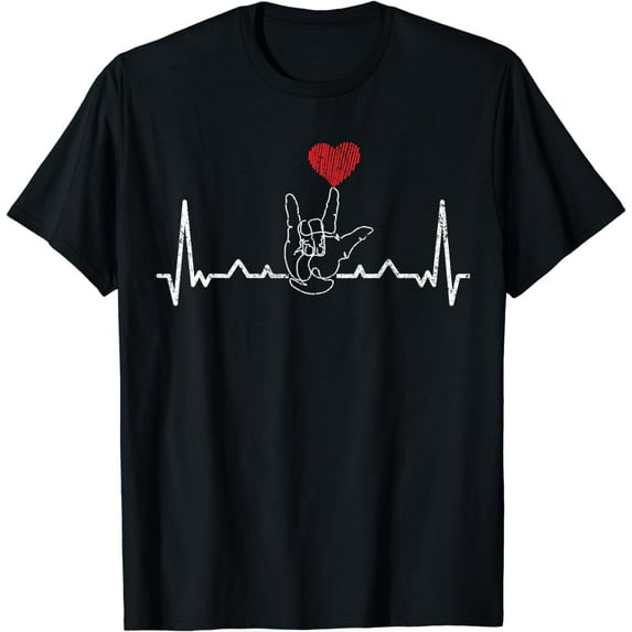 American Sign Language ASL Love Heartbeat T-Shirt