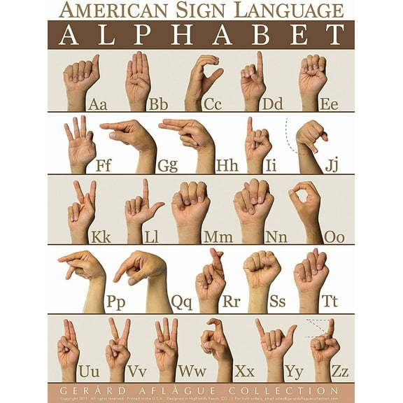 American Sign Language Alphabet (ABC) 8x12in metal tin sign