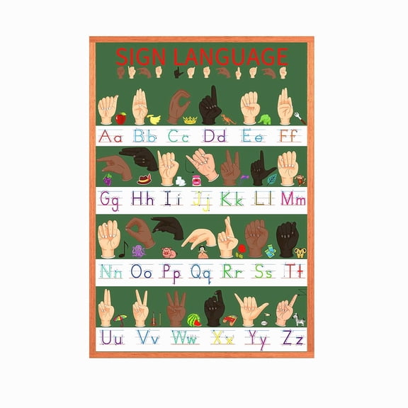 American Sign Language Alphabet Poster for Classroom Wall ASL Alphabet Line & Basic Signs Chart for Kids, Elementary Homeschool Decor display, Teacher Supplies