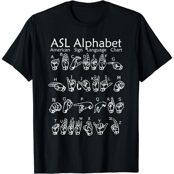 American Sign Language Communication Chart ASL Alphabet T-Shirt ...