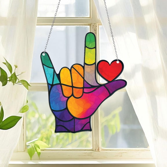American Sign Language Hand Sign Acrylic Suncatcher Window Hanging ASL Teacher Gift