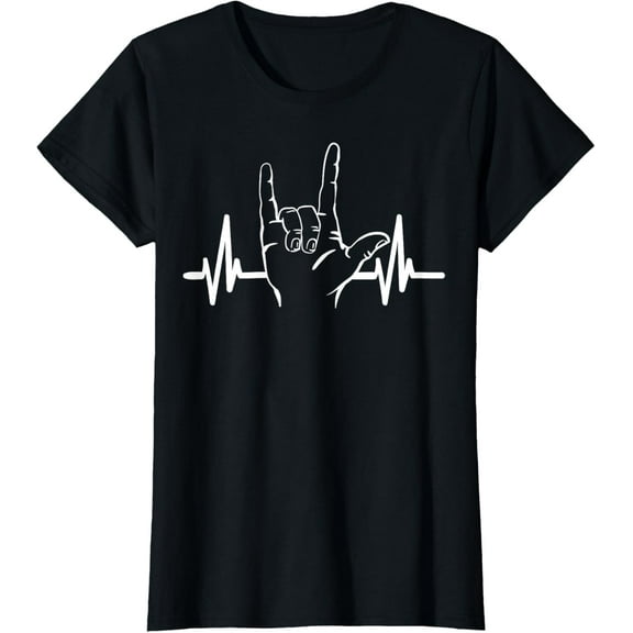 American Sign Language Heartbeat I Love You ASL T ShirtMen and women, Black T-shirt, size: Extra large