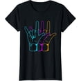thumbnail image 1 of American Sign Language I Love You ASL T-ShirtMen and women, Black T-shirt, size: Extra large, 1 of 4