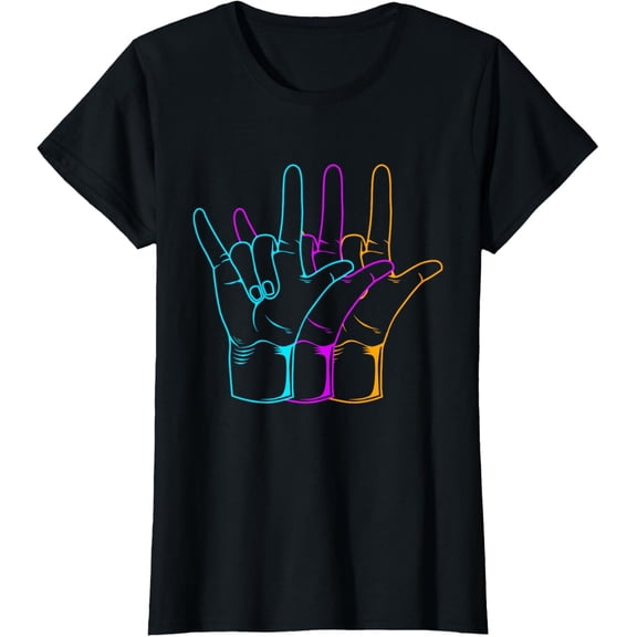 American Sign Language I Love You ASL T-ShirtMen and women, Black T-shirt, size: Extra large