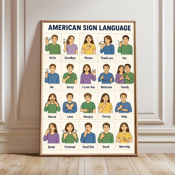 American Sign Language Kids ASL Learning Chart Poster