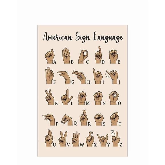 American Sign Language Poster  ASL Wall Art for Kids Room, Nursery, Home, or Classroom  Educational Chart & Teaching Aid Canvas Decor