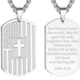 thumbnail image 1 of APSVO Silver Dog Tag Cross Necklaces for Men Boys American Flag Pendant Chain Catholic Christian Religious Birthday First Communion Graduation Fathers Day Jewelry Gifts Teen Son Dad Kids Age Ideas, 1 of 7