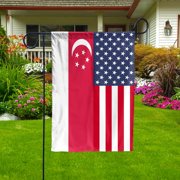 USA Singapore Friendship Memorial Day Patriotic Singaporean Garden Flag, Double-Sided Outdoor Yard Decor 11.5 x 17.5 Inch