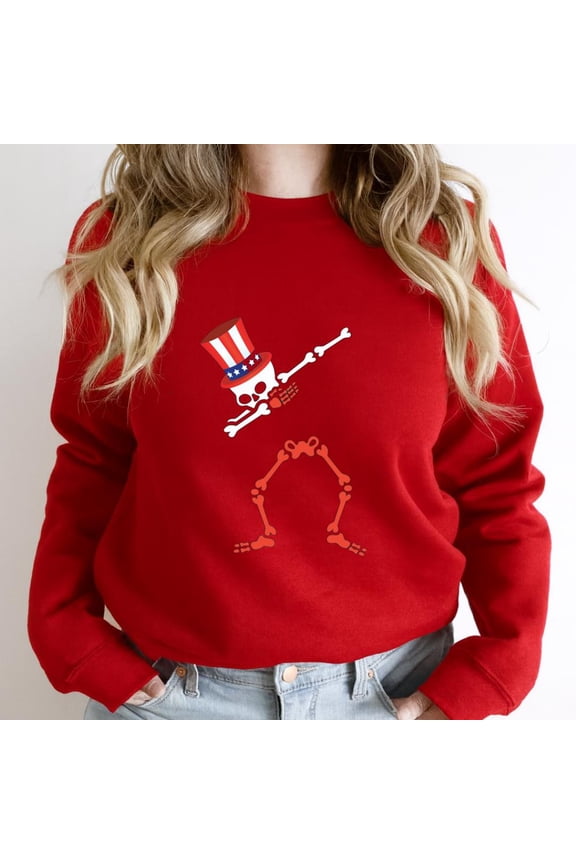American Skeleton Dab, Funny Patriotic Dance Graphic Tee, USA - Best Gift SW19368 Unisex Sweatshirt, Up to Size 5XL