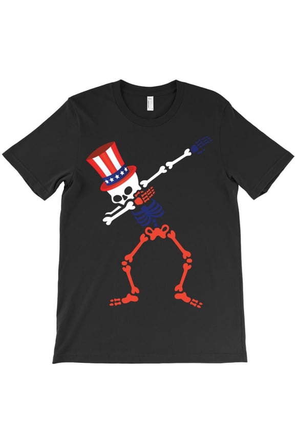 American Skeleton Dab, Funny Patriotic Dance Graphic Tee, USA - Limited Edition, K49386 Unisex T-Shirt – Extended Sizes Up to 5XL