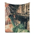 thumbnail image 1 of American Soft Flannel Fleece Blanket, New York City Street Scenery Liberty Statue and USA Flag Freedom Torch Illustration, Cozy Plush for Indoor and Outdoor Use, 70" x 90", Red Grey, by Ambesonne, 1 of 5