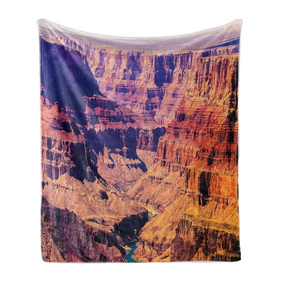 American Soft Flannel Fleece Throw Blanket, Grand Canyon in Arizona Base Elevations North American Sublime Tribal Landscape, Cozy Plush for Indoor and Outdoor Use, 60" x 80", Brown, by Ambesonne