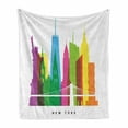 thumbnail image 1 of American Soft Flannel Fleece Throw Blanket, Landmarks of New York Liberty Empire State Building US Architecture, Cozy Plush for Indoor and Outdoor Use, 50" x 70", Multicolor, by Ambesonne, 1 of 6