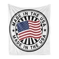 thumbnail image 1 of American Soft Flannel Fleece Throw Blanket, Stamp with National Flag and Lettering Made in the USA, Cozy Plush for Indoor and Outdoor Use, 50" x 60", Charcoal Grey Multicolor, by Ambesonne, 1 of 5