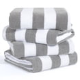 thumbnail image 1 of American Soft Linen, 100% Cotton 4-Pack Turkish Cabana Striped Beach Towels – Sand-Free, Soft & Absorbent, 30x60 Inches - Rockridge Gray, 1 of 10