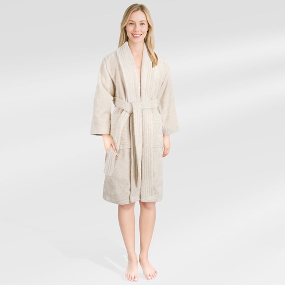 American Soft Linen, 100% Cotton Turkish Bathrobe - Soft, Absorbent, & Luxurious for Women, 2X-Large - Beige