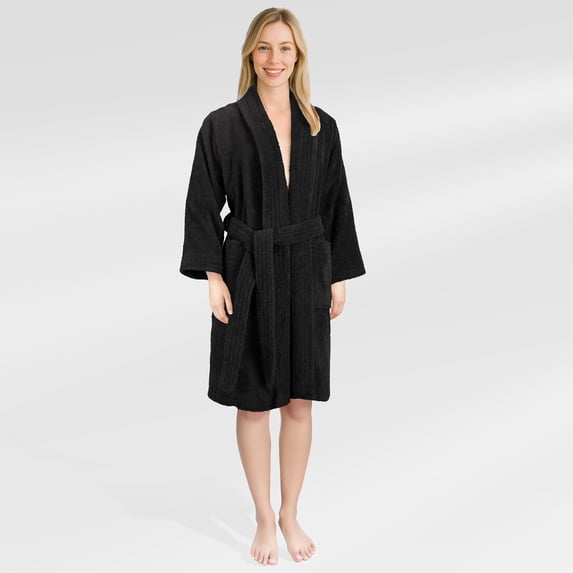 American Soft Linen, 100% Cotton Turkish Bathrobe - Soft, Absorbent, & Luxurious for Women, 3X-Large - Black